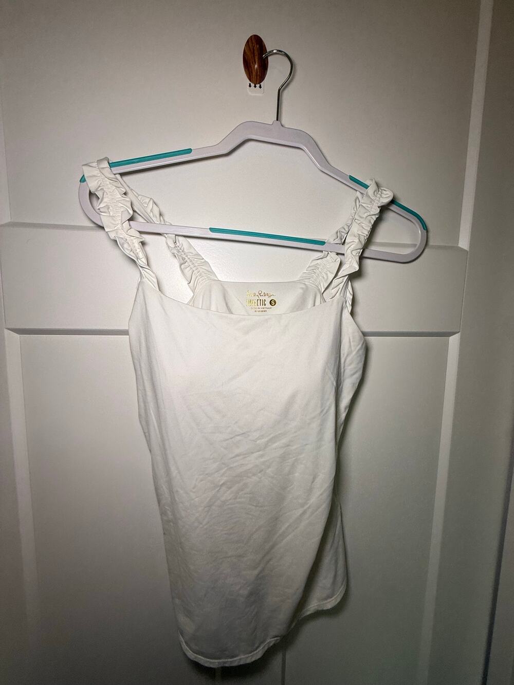 Lilly Pulitzer Luxletic White Ruffle Strap Performance Tank Top Size Small